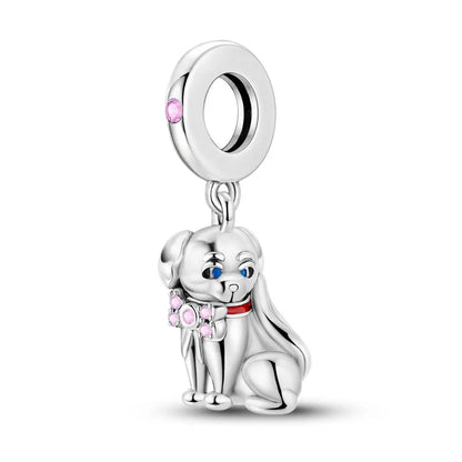 Versilberte Katzenpfote, Zauberwürfel, Blumen-Charms, Anhänger, passend für Original-Armbänder, DIY-Modeschmuck