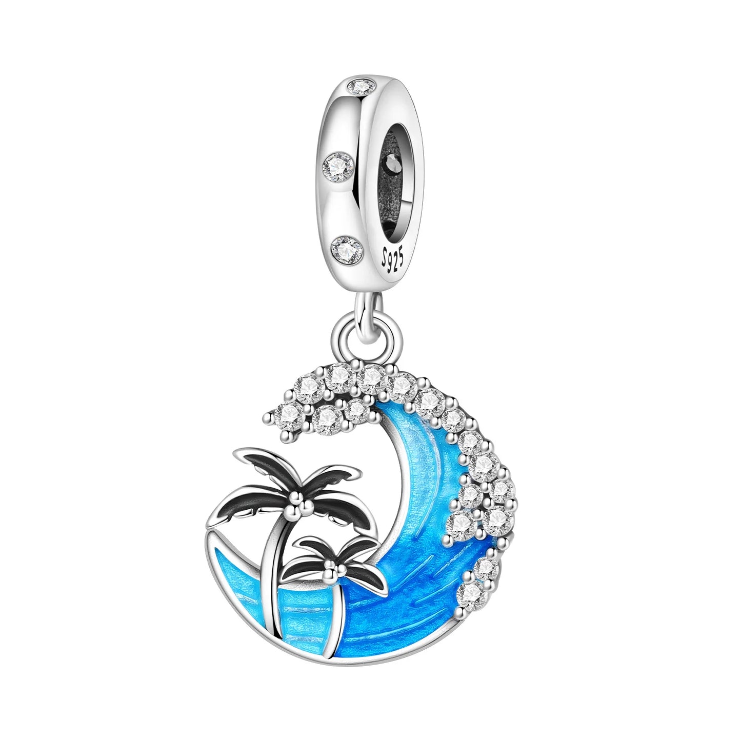 Blauer Charm, 925er Sterlingsilber, Ozeanperlen, Betta-Fisch-Anhänger, Geburtstagsfeier, Geschenk für Frauen, Armband, Halskette, DIY-Perlen, Schmuck