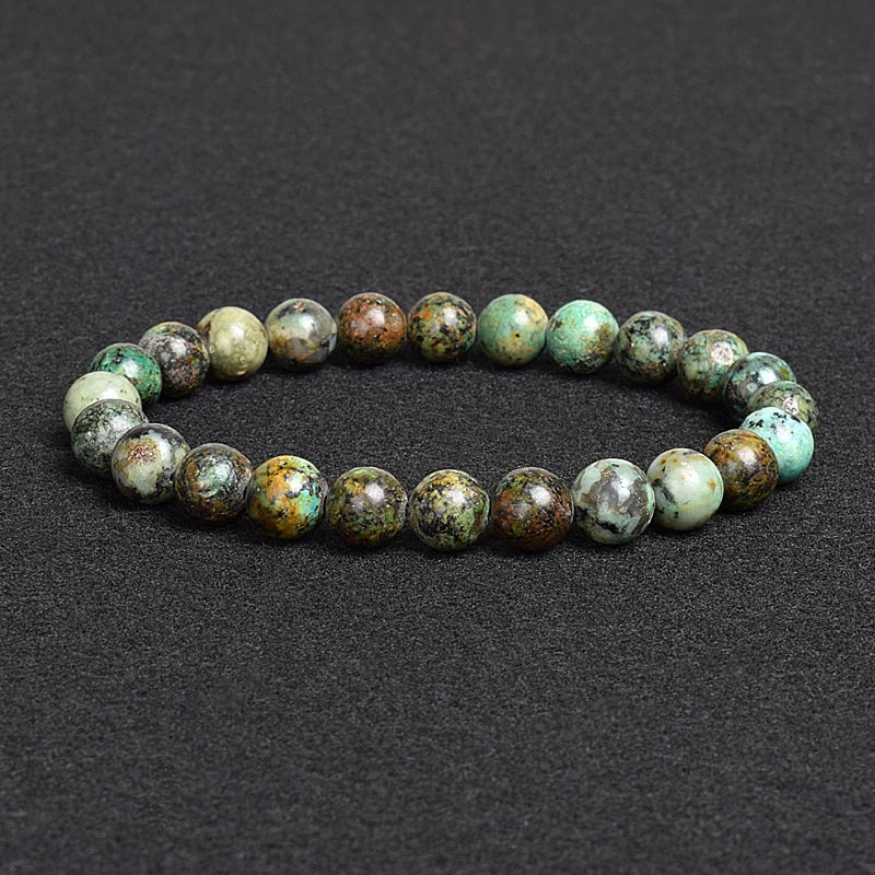 Genuine natural stone bracelet: Apatite, Lapis Lazuli, Agate, Crystal, Tiger's Eye. High-quality gemstone bead bracelet. Men's jewelry bangle.