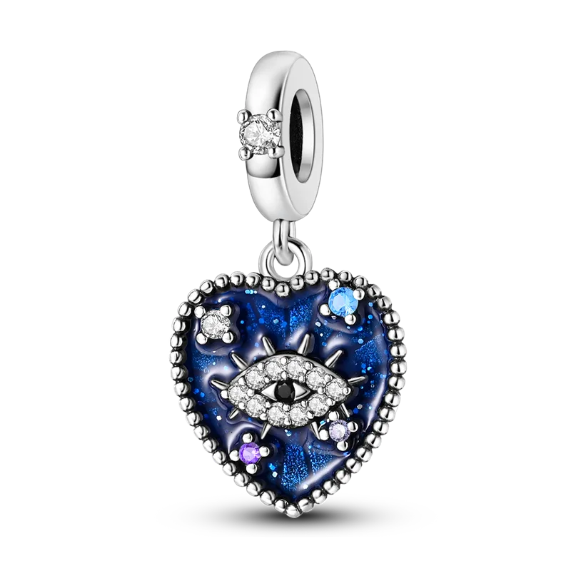 Anhänger Fatimas Hand Nazar Eye Massives 925er Sterlingsilber, baumelnder Charm-Schutz-Anhänger für Damen, Sommer, edler Schmuck