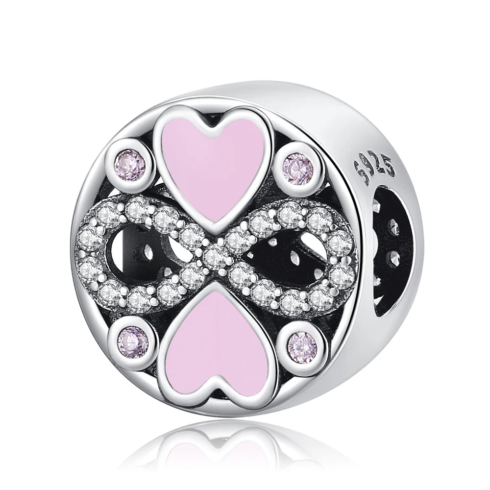 Romantischer 925 Sterling Silber Liebesschlüssel Herz-zu-Herz Charm für DIY Armband Halskette Verlobung Party Geschenke