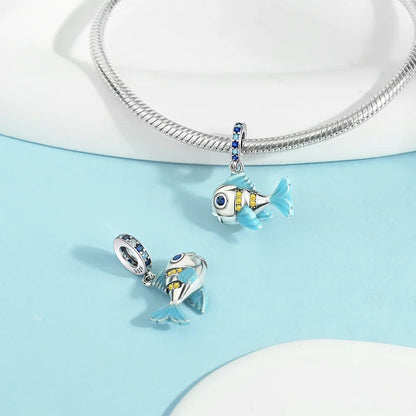 Charm-Anhänger aus 925er-Sterlingsilber, Elefant, Libelle, Tiefseefisch, für Frauen, DIY-Perlen, Original-Armband, edle Schmuckherstellung, Geschenk
