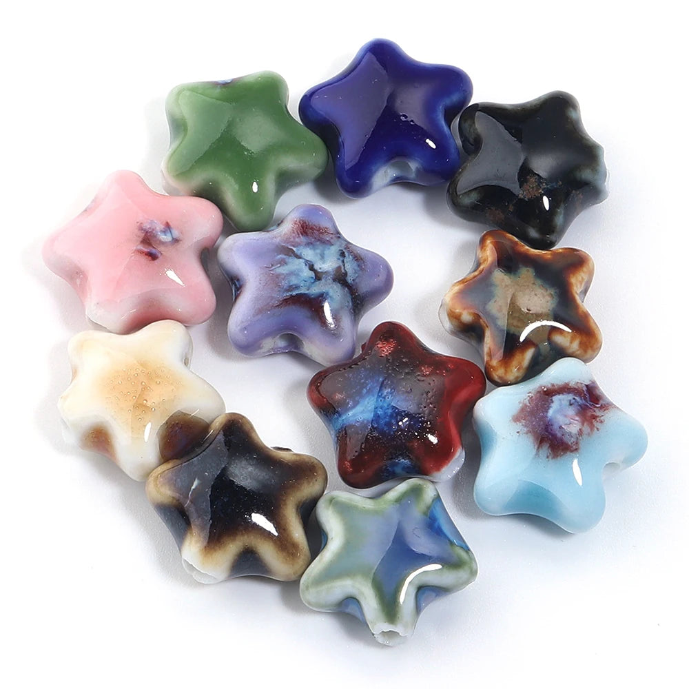 5 teile/los Keramik Stern Perlen Bunte 15x13,5mm Porzellan Lose Spacer Perlen Für DIY Schmuck Machen Armband halskette Zubehör