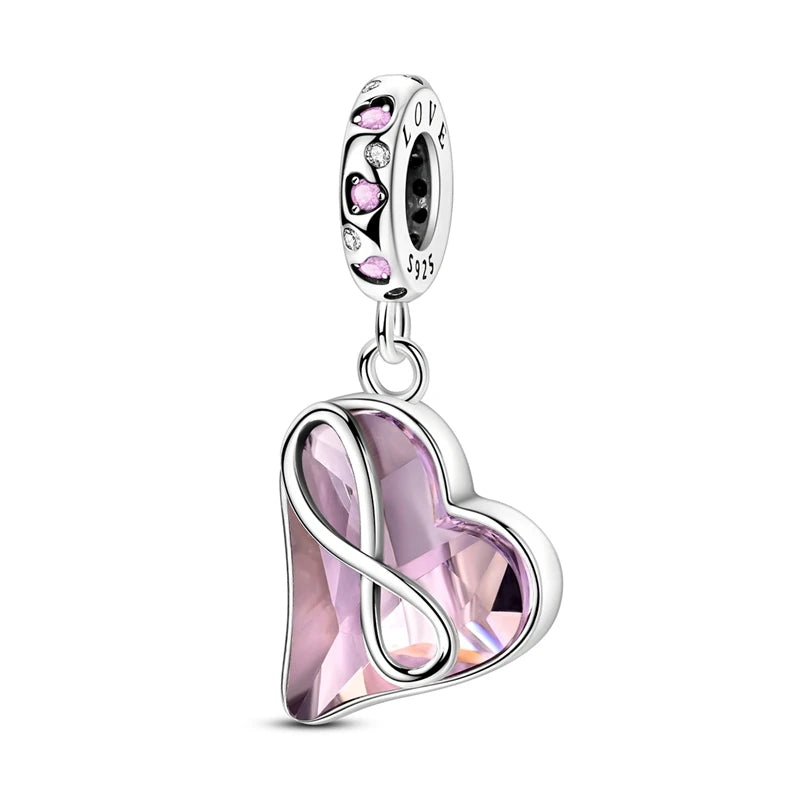 Heißer Verkauf 925er Sterlingsilber, rotes Herz und Pfeil, baumelnder Charm und blauer Murano-Glas-Delfine-Anhänger, passend für Armband, Modeschmuck