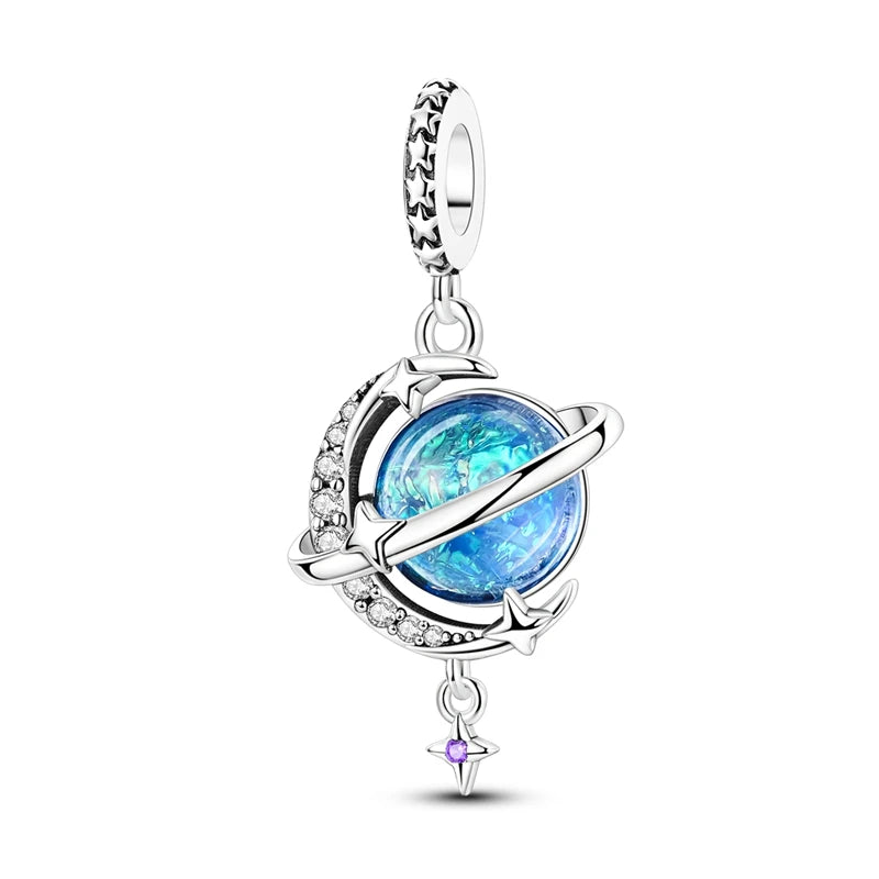 925 Silber Charms Original Design Blaue Augen Zirkon Katze Hund Perle Herz Charme DIY Fit Armband Für Frauen Hochzeit Schmuck Geschenk
