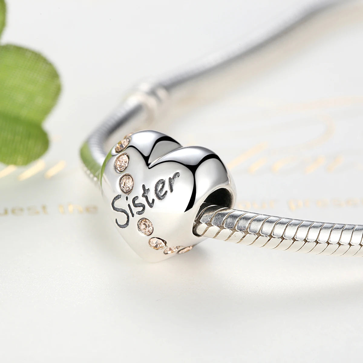 BAMOER Familien-Charm aus echtem 925er-Sterlingsilber mit blauen Kristallen, passend für Armbänder und Armreifen