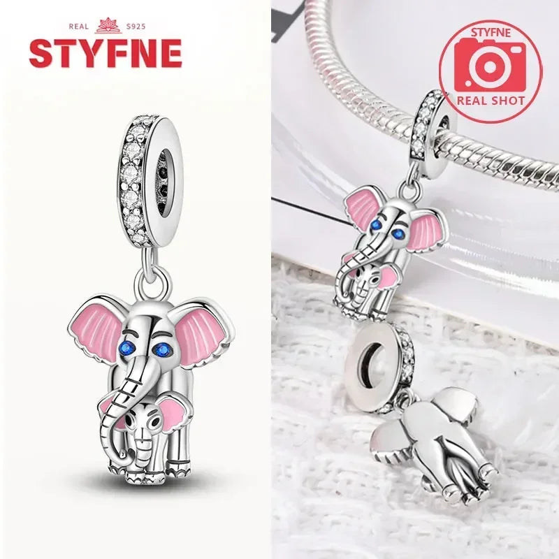 Silber 925 Gold Pyramide Mumie Doppel Charm Elefant Perlen passen Original Armband DIY edlen Schmuck Zubehör für Frauen Geschenke