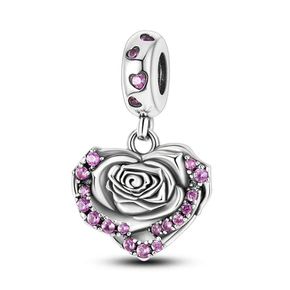 Charms-Perlen der Blumenserie, Original-Anhänger aus 925er-Sterlingsilber, Lotus-Tulpe, Rose, Nelke, passend für Armbänder, Damenschmuck, DIY-Geschenk