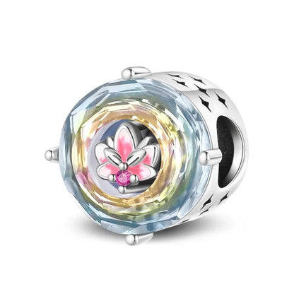 Lotusblüten-Anhänger aus 925er-Sterlingsilber, hypoallergen, Charm-Perle, rosa Zirkon, eingelegt, passend für Armbänder, Schmuck, Geschenk für Frauen