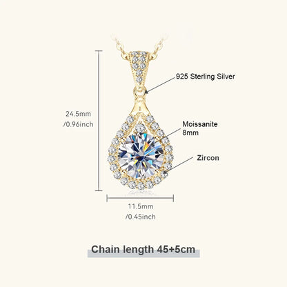 OXTAO 18 Karat Weißgold Moissanit Wassertropfen Halskette Anhänger Damenschmuck Zertifiziertes 925er Sterlingsilber Jubiläumsgeschenk