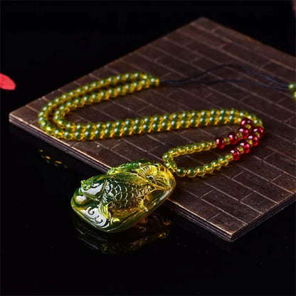 Honig wachs Bernstein Myanmar Goldblau Bernstein Stempel Herren und Damen Anhänger Halskette Fisch vase Pullover Kette Anhänger