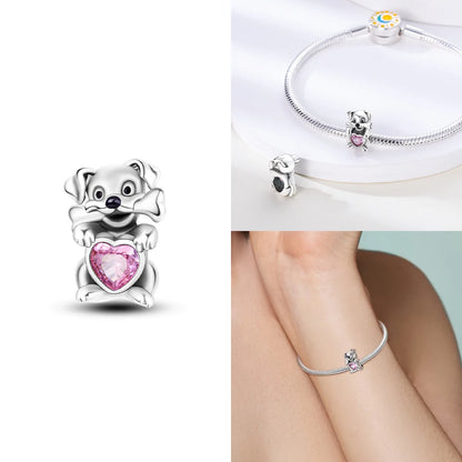 Neue Charms-Perle aus 925er-Sterlingsilber, rosa Schmetterling, leuchtende Glühwürmchen, baumelnd, passend für Armreifen, Halskette, DIY-Schmuck, Frauen-Geschenk