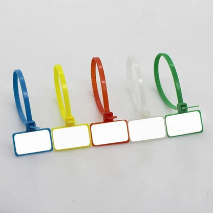 100 Stück bunte Nylon-Kabelbinder, Kunststoff-Etiketten-Umreifungsband, einfache Markierung, Etiketten, selbstsichernde Kabelbinder, Mesh-Drahtmarkierungswerkzeuge