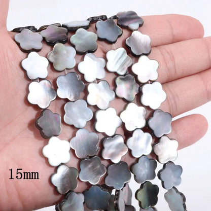 Natürliche graue schwarze Muschelperlen, rund, quadratisch, Perlmutt-Muschelperlen für die Schmuckherstellung, DIY-Charm, Halskette, Armband, Ohrringe