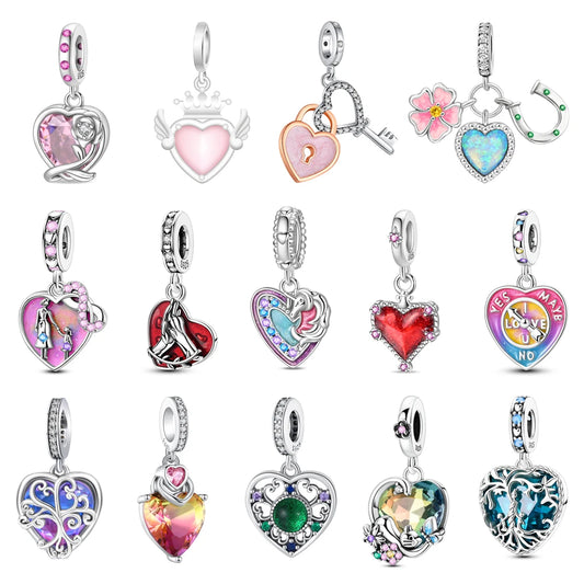 Heißer Verkauf 925er Sterlingsilber, rotes Herz und Pfeil, baumelnder Charm und blauer Murano-Glas-Delfine-Anhänger, passend für Armband, Modeschmuck