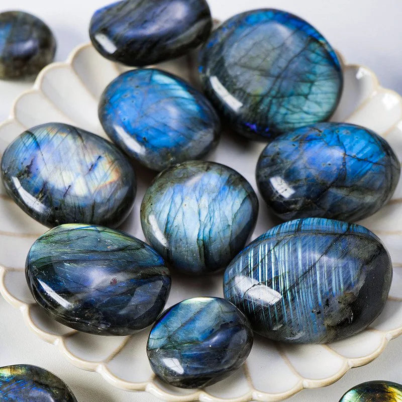 Labradorit-Spielzeug, blauer Mondstein, Kristall, rauer Stein, Mineralprobe, Naturstein, Heimdekoration, Ornament