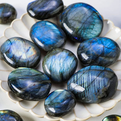 Labradorit-Spielzeug, blauer Mondstein, Kristall, rauer Stein, Mineralprobe, Naturstein, Heimdekoration, Ornament