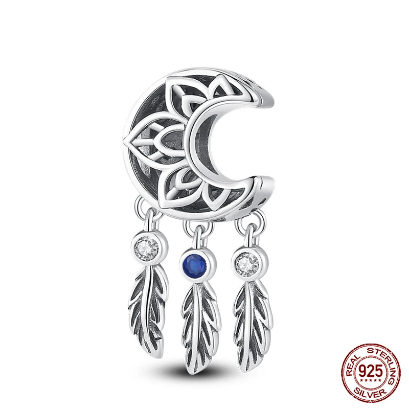 Modische 925er-Sterlingsilber-Charms mit buntem Traumfänger, Perlen für Qikaola 925 Original-Armbänder, exquisiter DIY-Schmuck, Geschenke