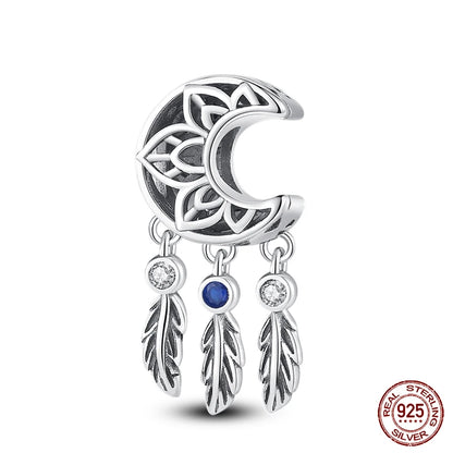 Modische 925er-Sterlingsilber-Charms mit buntem Traumfänger, Perlen für Qikaola 925 Original-Armbänder, exquisiter DIY-Schmuck, Geschenke