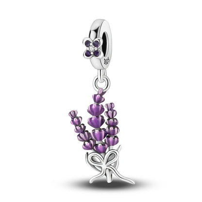 Blumen-Charms aus 925er Silber, Sonnenblumen-Tulpen-Anhänger, passend für Original-Pan-Armbänder zur Herstellung von Schmuck