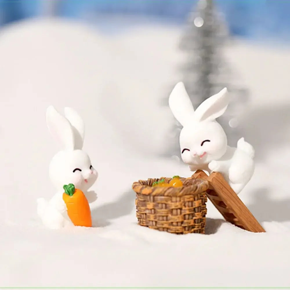 Figuren Miniatur Niedlicher Schneemann Hase Weihnachtskaninchen Mikrolandschaft Ornament Schreibtischzubehör Feengarten Heimdekoration