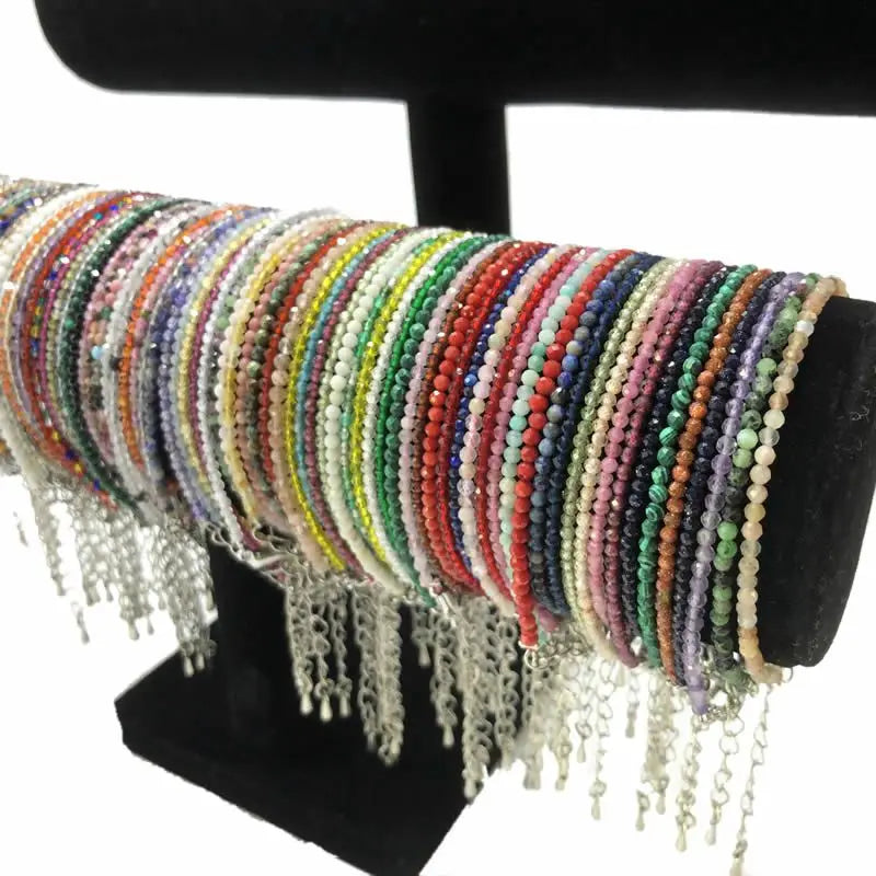 High Quality Natural Stone 2-3mm Handmade Micro Faced Beads Women's Agate Crystal Zircon Bracelet Jewelry Gift