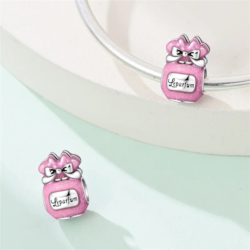 Edle Serie 925er Silber Parfüm-Bogen-Designs, Charm-Perlen, Anhänger, baumelnd, passend für Original-Armreif, Charm-Armband, DIY-Frauenschmuck