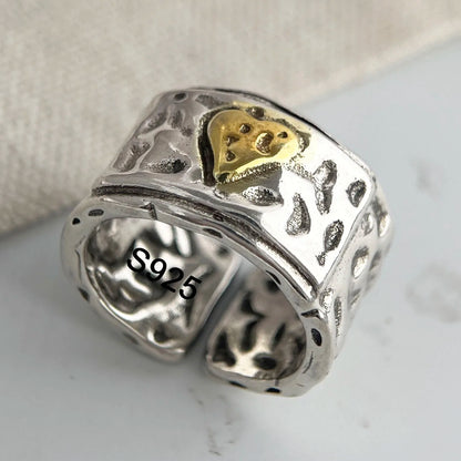 Ringe aus 925er-Sterlingsilber für Damen, Paare, minimalistisch, handgefertigt, schlicht, Retro-Blumen-Herz-Ring, edler Schmuck, Geschenk, verhindert Allergien