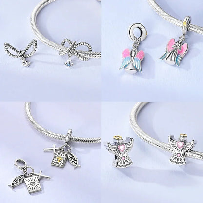 NEUE Silber 925 Elefant Evil Eye Hand Kreuz Herz Blau Zirkon Perlen Charms Fit Original Armband für Frauen Diy Edlen Schmuck geschenk