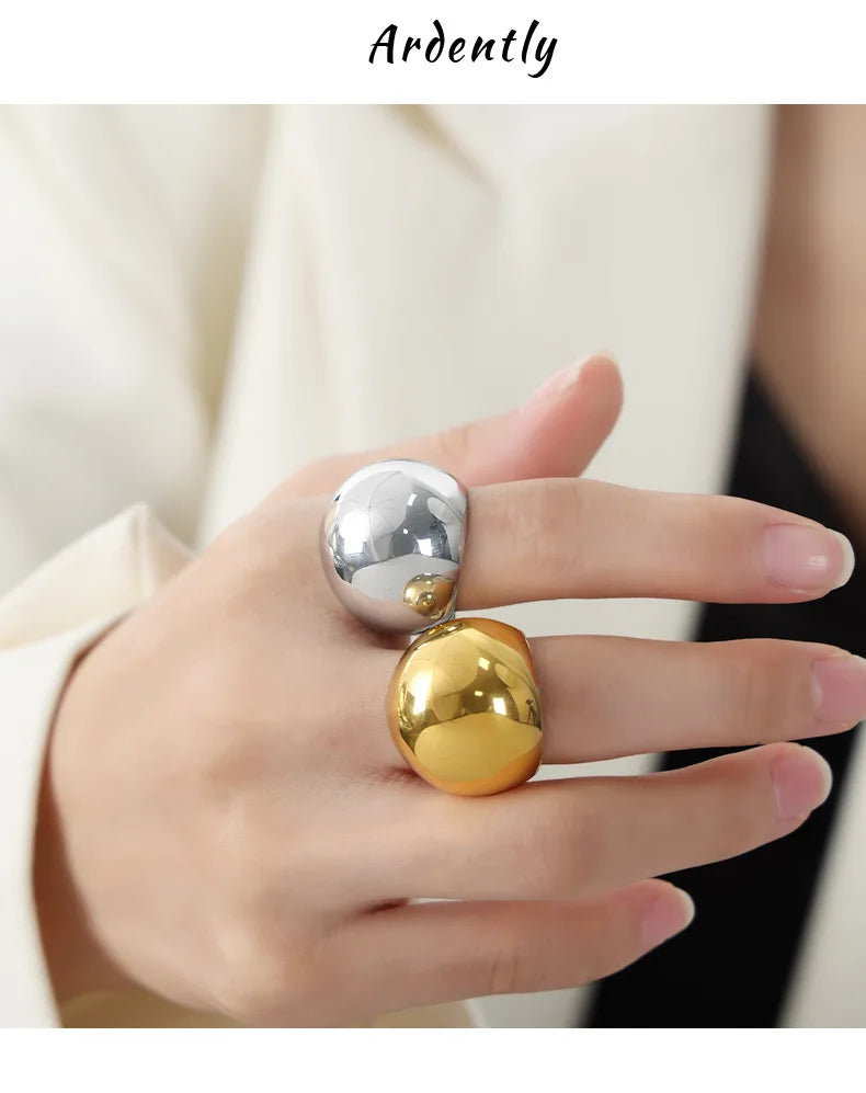 Mode Frauen Edelstahl Ring Oval Weibliche Luxus Ring Punk Zubehör Ästhetik Schmuck Party Geschenk Großhandel