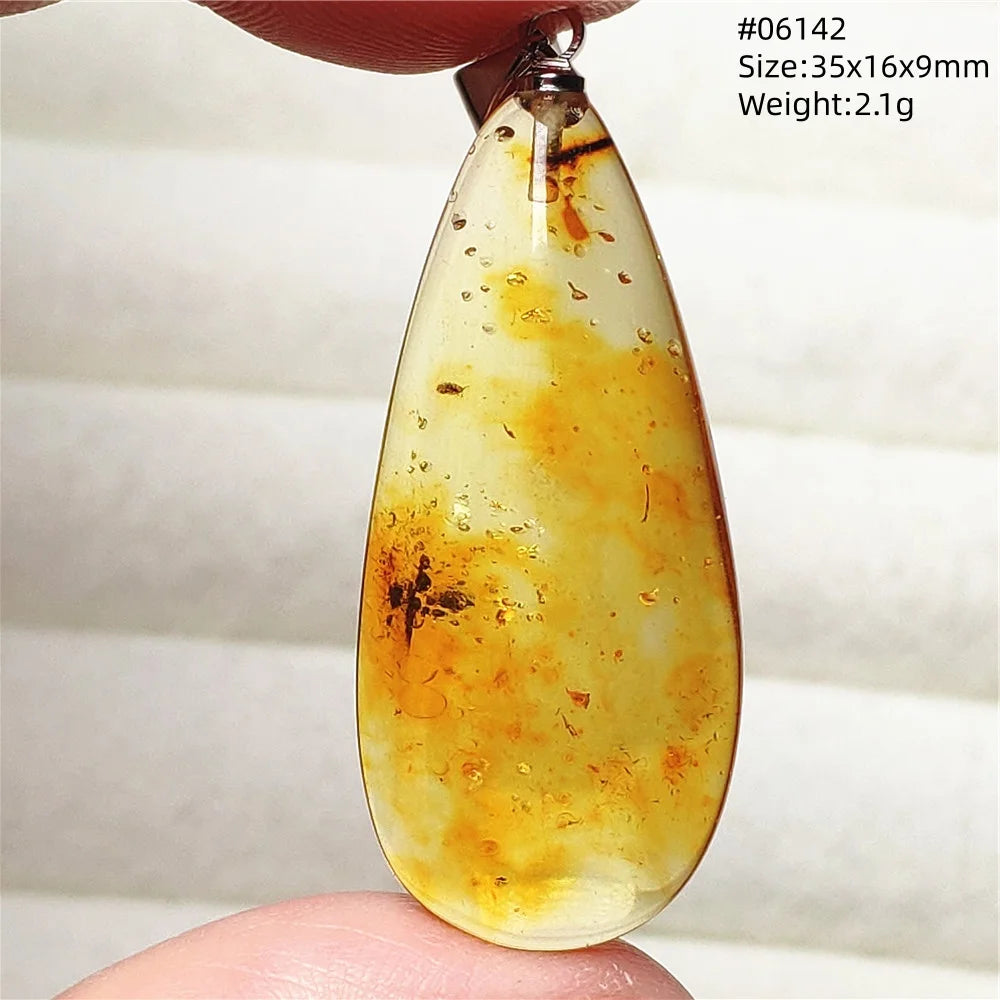 Natürlicher Piebald-Bernstein-Anhänger, gelber Bernstein, 36 x 23 x 14 mm, Edelstein-Anhänger, Halskette, Schmuck, AAAAA