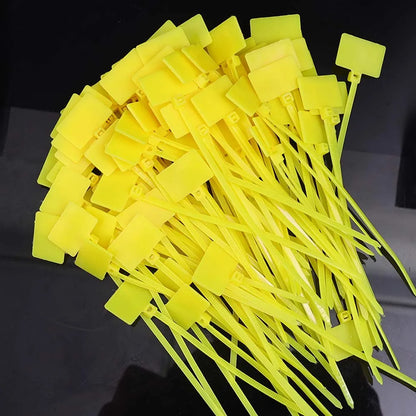100–500 Stück bunte Nylon-Kabelbinder mit Etiketten, selbstsichernde Draht-Organizer, Kunststoff-Ringmarkierungen, Kabelbinder, Büro-Befestigungsgurte