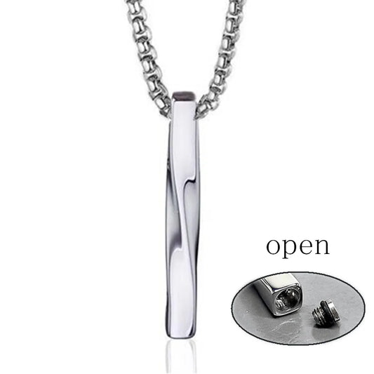 Edelstahl Twist Squre Säulenförmige Feuerbestattung Urne Anhänger Schmuck Asche Memorial Andenken Zubehör 3 Farben 43*6mm
