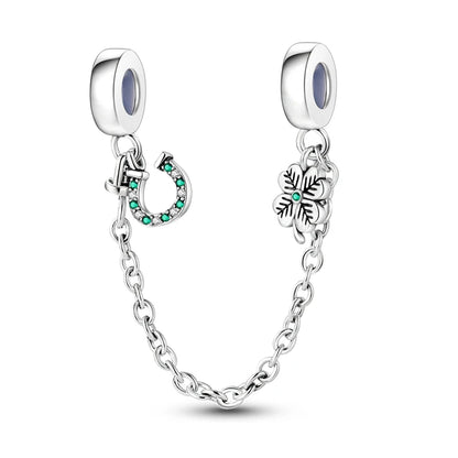 Silber-Charm, 925er-Sterlingsilber, Clip-Charms, Sicherheitsketten-Charm, CZ-Pavé, runde Clip-Perlen, passend für Original-Armbänder, Schmuckherstellung