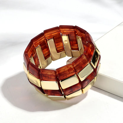 Retro Bernstein Unregelmäßige Geometrische Acryl Armbänder für Frauen Boho Statement Harz Stapelbare Armband Armreif Paar Schmuck Geschenke