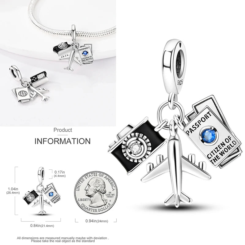 Charms aus 925er-Sterlingsilber, bunt, Sonnenblume, Hund, Jungen, Geschenkartikel, Schmetterling, Flugzeug, Erde, passend für Original-Anhänger, Schmuck, Make-up