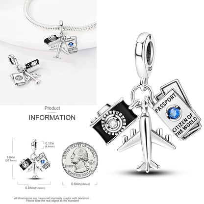Charms aus 925er-Sterlingsilber, bunt, Sonnenblume, Hund, Jungen, Geschenkartikel, Schmetterling, Flugzeug, Erde, passend für Original-Anhänger, Schmuck, Make-up
