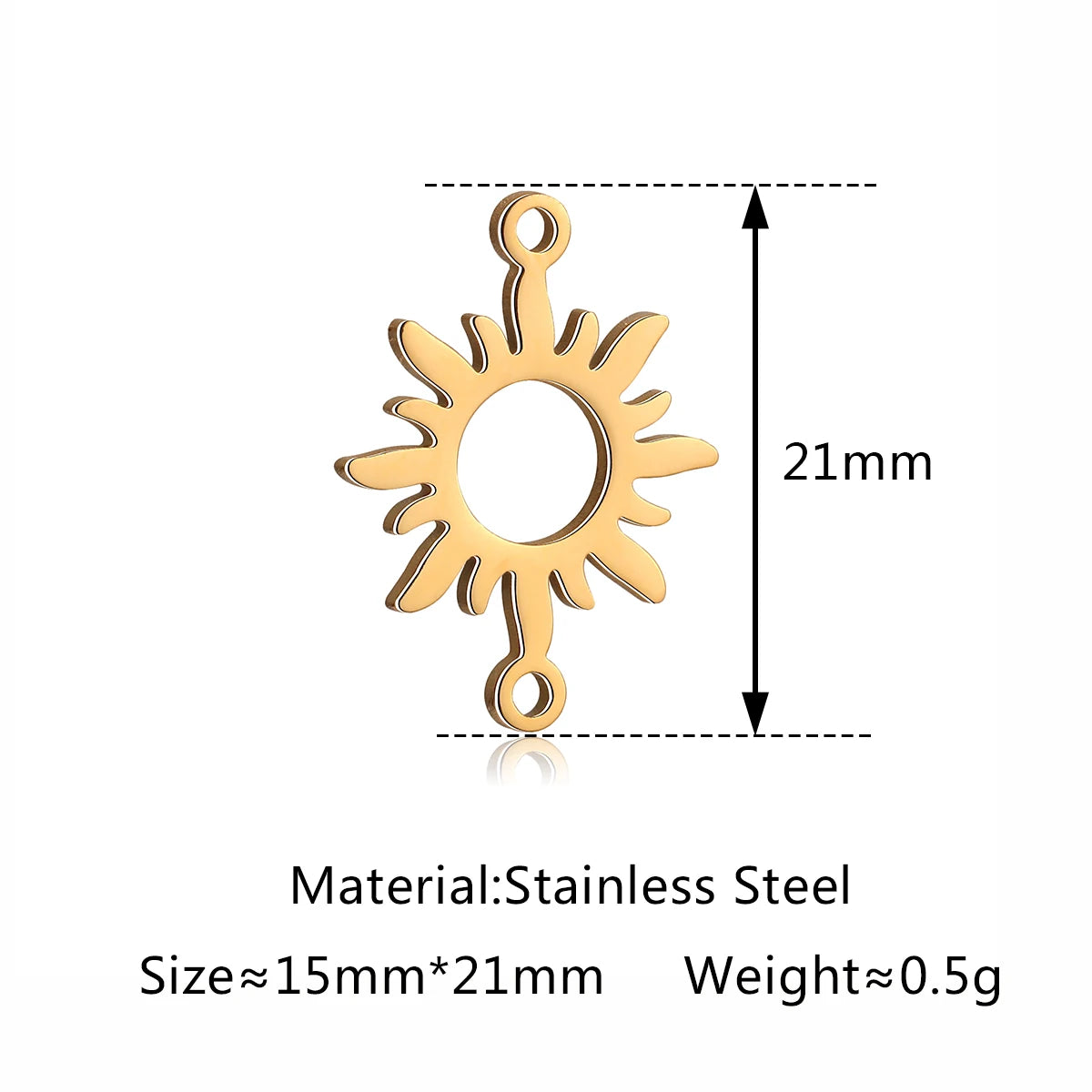 5Pcs Hohl Stern/Mond/Sonne Doppel Loch Charme Edelstahl Halskette Armband Anhänger DIY Link Stecker Schmuck machen Liefert