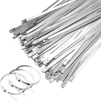100 stücke Metall kabel Kabelbinder, 4,6x304mm Edelstahl kabelbinder mit 220lbs Zug festigkeit, für den industriellen und Außenbereich
