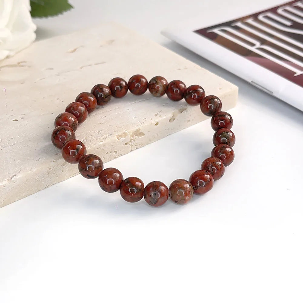 Naturstein rosa Zebra Perlen Armband 6/8mm Dalmatiner Jaspis Rhodochrosit Achat Armband Edelstein Perlen Armband
