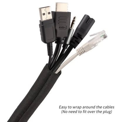 2/5M Selbstschließende PET-Geflecht-Kabelummantelung 3 5 8 10 13 16 19 25 30mm Auto-Kabelmanagement Flexibler Geteilter Schlauch Drahtschutz