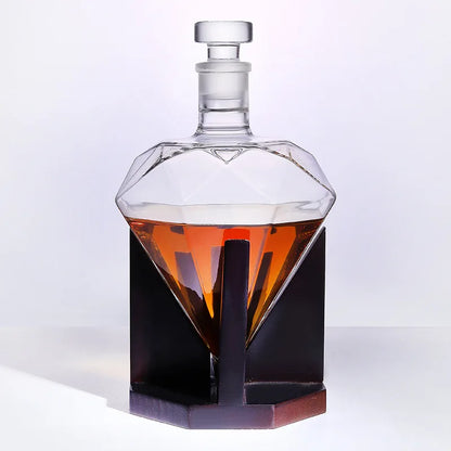 850 ml Diamant Weinglas Flasche Wein Set Anzug mit Holzsockel Whisky Dekanter Originalität für Bar Home Ornament Geschenk