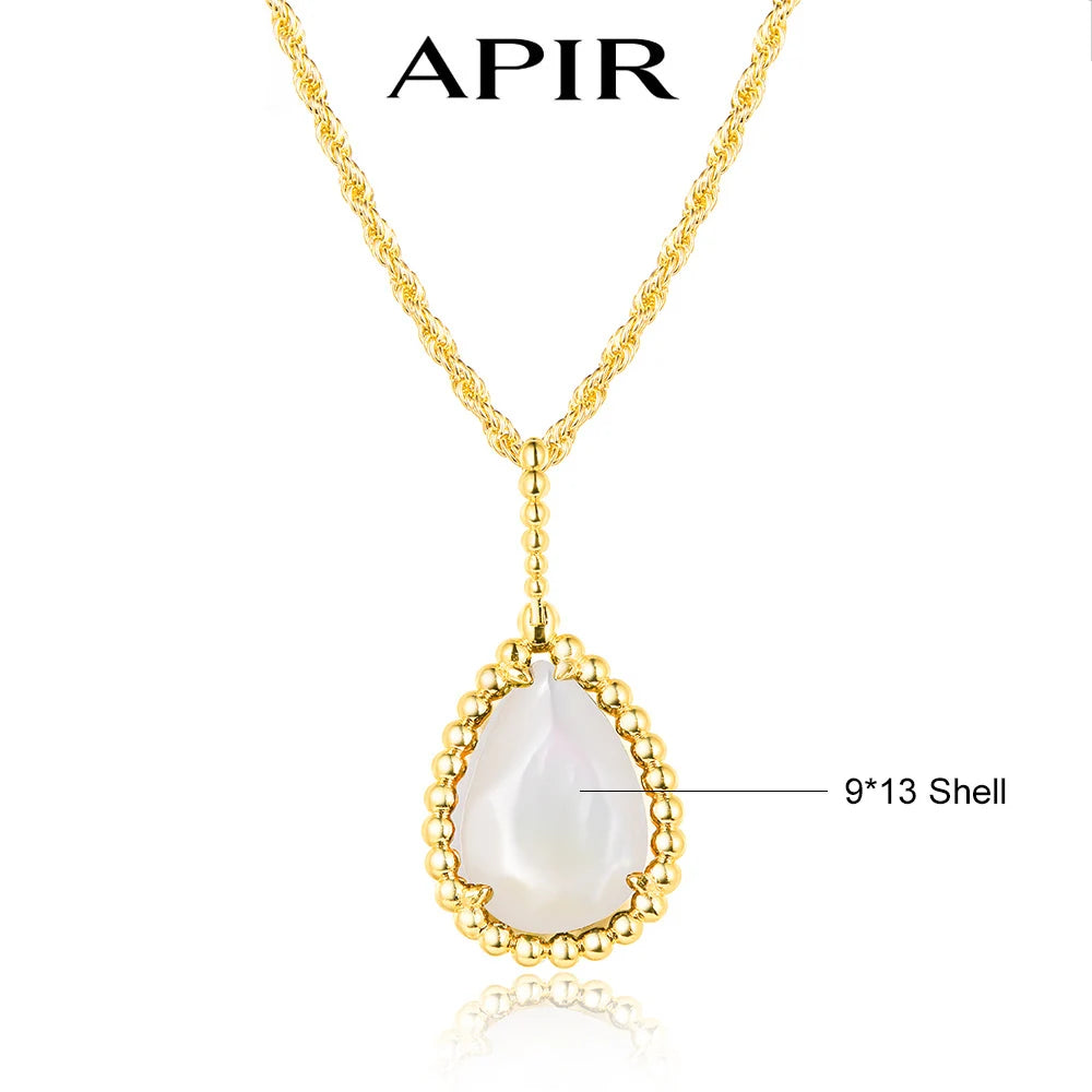 APIR Edelstein Wassertropfen Halskette Böhmischer Stil Damen Anhänger Halskette 5A Zirkon Kette Halskette Schmuck Täglich Niedrigster Preis