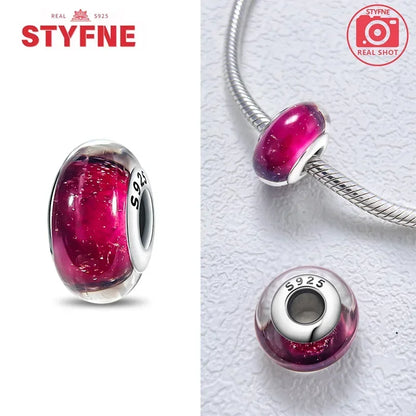 Echtes Sterlingsilber 925, Blumen-Charms, Glas, neue Original-Perle, bunt, Murano, passend für Original-Armbänder, DIY für Frauen, Schmuck, Geschenke