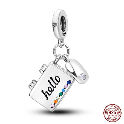 Fit 925 Original Armband 100 % 925 Sterling Silber Glänzende Bunte Zirkon Herz Charms Perlen Exquisite DIY Schmuck Geschenk