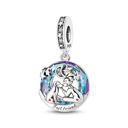 Blaue Serie 925er Sterling Jungfrau Maria Schleife Chamäleon Tanzschuhe Flugzeug Ticket Charm passend für DIY Armband Halskette süße Geschenke