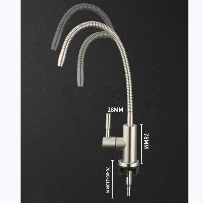 1/4 Zoll Küchenwasserfilterhahn, flexibler Trinkhahn, Wasserreiniger, Wasserhahn, Küchenarmatur aus Edelstahl 304
