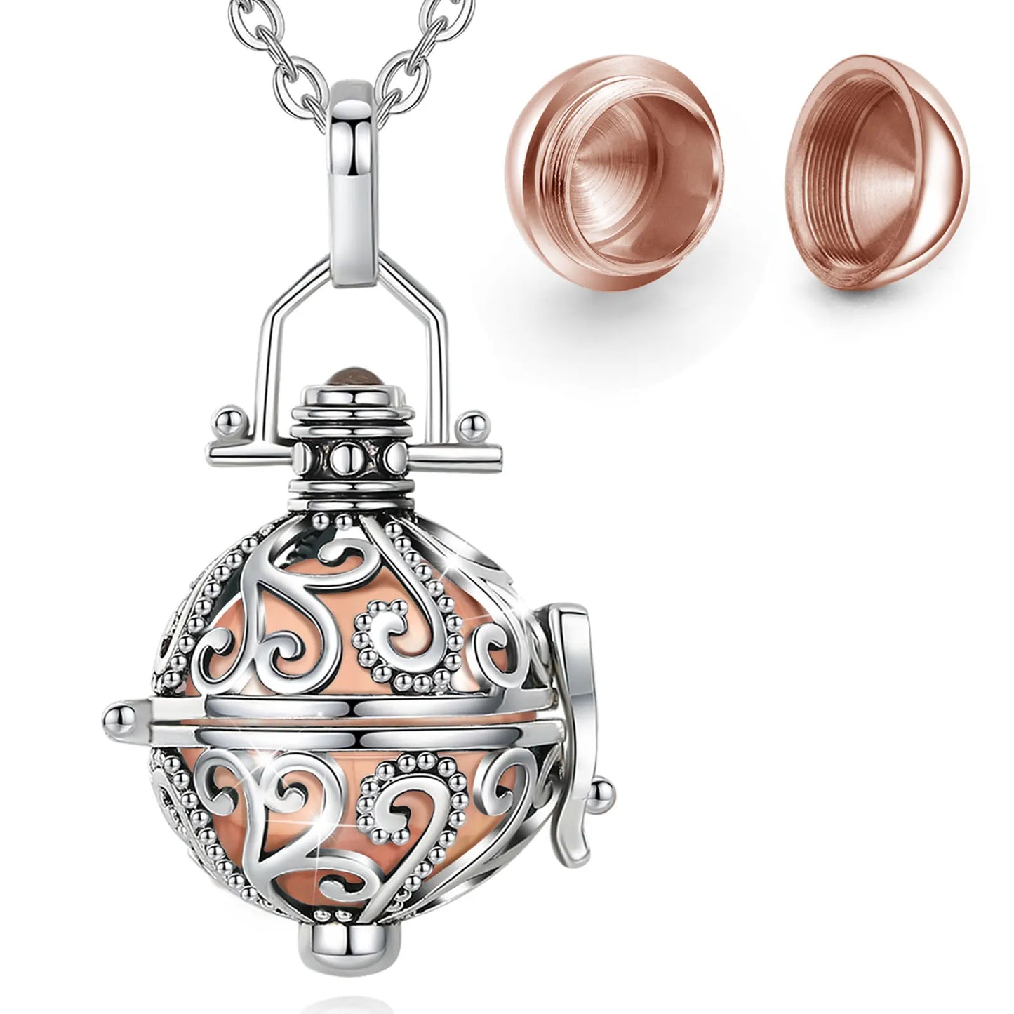EUDORA Urne Feuerbestattung Anhänger 16mm Ratta Geöffnet Käfig Medaillon Asche Halter Andenken Kapsel Halskette Chime Ball DIY Edlen Schmuck H064