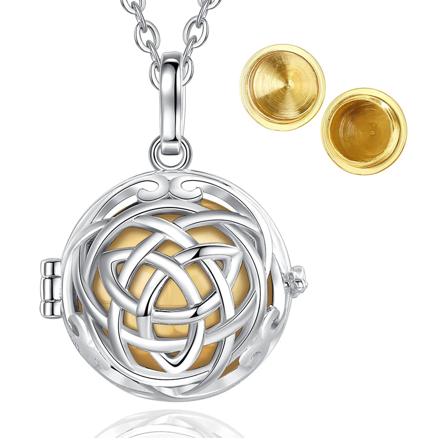 Eudora Urne Feuerbestattung Anhänger 20mm Celtic Knoten Käfig Medaillon Asche Halter Andenken Kapsel Halskette Hohl Ball DIY Trendy Schmuck