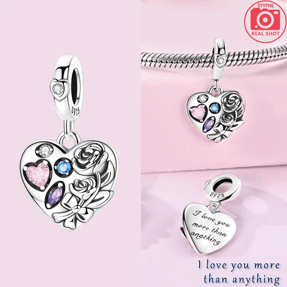 Sterling Silber 925, Fantasie, buntes Herz, Charm-Planeten-Anhänger, Perlen, passend für Original-Armband, Perle für Frauen, edler Schmuck, Geschenk
